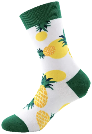 Pineapple sock, white with yellow pineapples